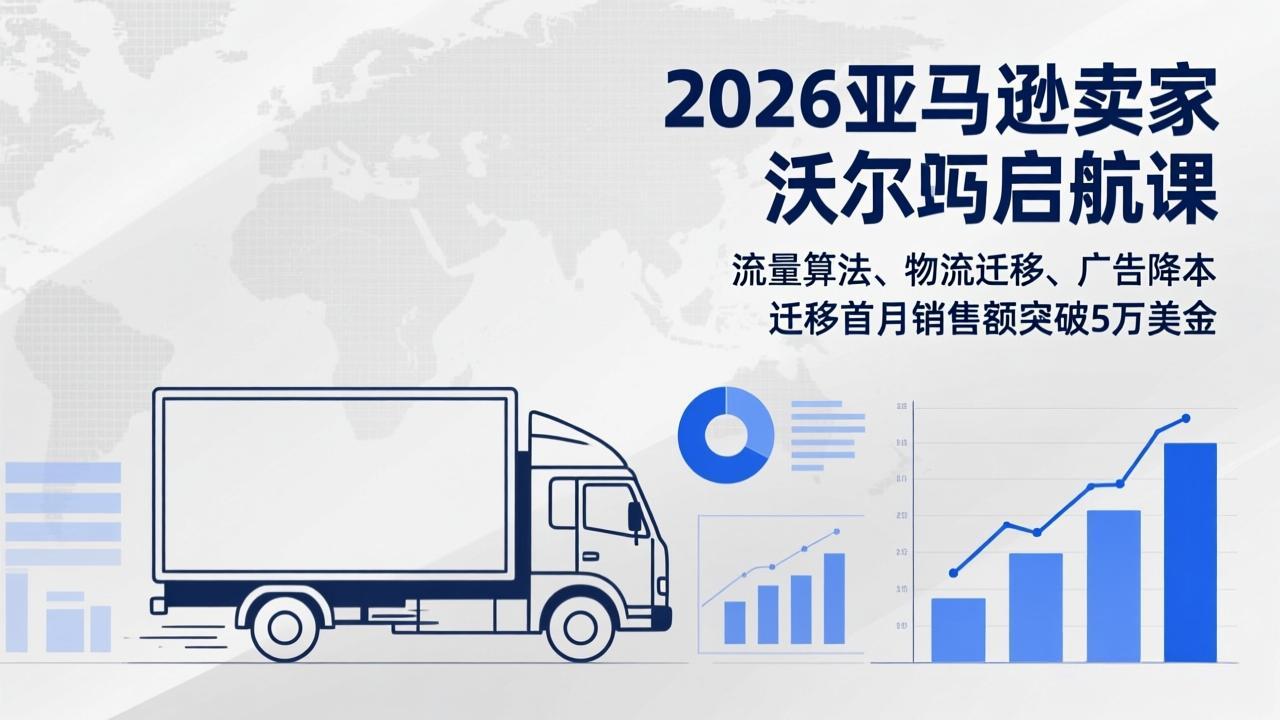 2026亚马逊卖家沃尔玛启航课，流量算法、物流迁移、广告降本，迁移首月销售额突破5万美金-阳明聊项目